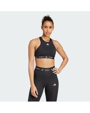 adidas Techfit Medium-Support High-Neck Bra - Black