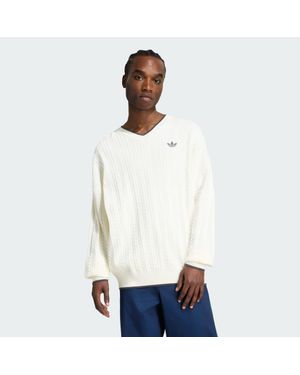 adidas Jersey De Punto Trenzado Con Cuello De Pico - Blanco