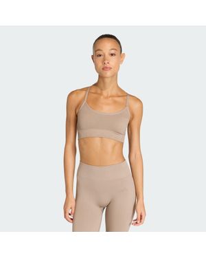 adidas Workout Essentials Knit Light Support Padded Bra - Natural