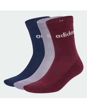adidas Linear Crew Cushioned Socks 3 Pairs - Purple