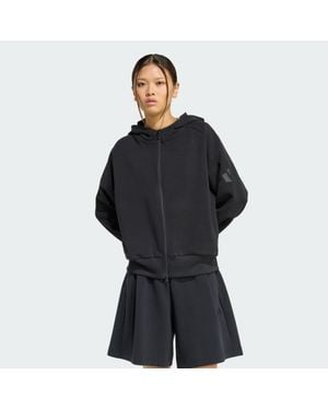 adidas Soft Lux Full-Zip Hoodie - Black
