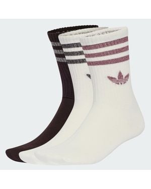 adidas 3 Stripes Glitter Crew Socks 3 Pairs - Black