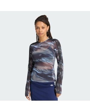 adidas Originals T-Shirt Adidas Badigirl Graphic Mesh Tee Strata/ Aurora Coffee/ Crystal Sky - Blue