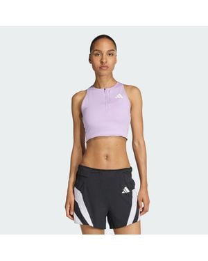 adidas Adizero Running Gel Pocket Crop Top - Blue