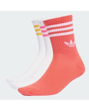 adidas 3-Stripes Crew Socks 3 Pairs - Red