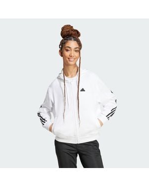 adidas Future Icons 3-Stripes Full Zip Hoodie - White