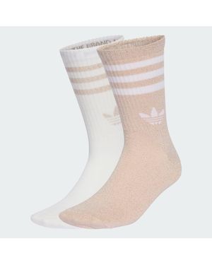 adidas 3-Stripes Glitter Crew Socks 2 Pairs - Natural