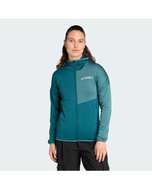 adidas Terrex Xperior Climawarm Light Fleece Hooded Jacket - Green