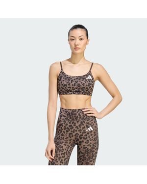 adidas Sujetador De Sujeción Ligera Optime Essentials 3-Stripes Leopard - Gris