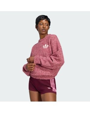 adidas Knit Essentials Boucle Sweatshirt, Rundhalsausschnitt - Rot