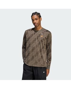 adidas Camiseta De Jacquard De Manga Larga Trefoil - Marrón