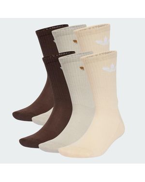 adidas Trefoil Cushion Crew Socks 6 Pairs - Brown