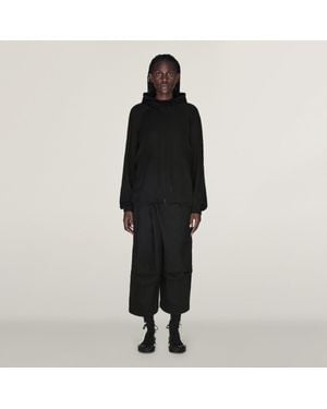 adidas Y-3 Twill Wide Leg Trousers - Black