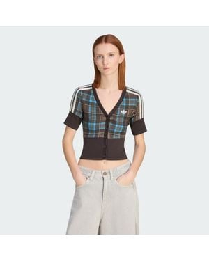 adidas Originals Checked V-Neck Shirt With Buttons - Multicolour
