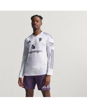 adidas Manchester United 25/26 Long Sleeve Away Authentic Jersey - White