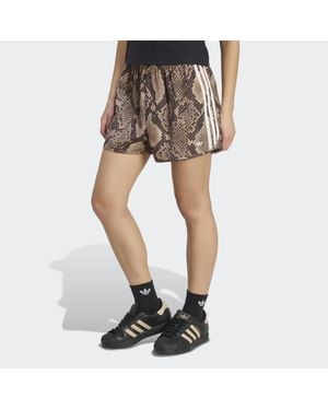 adidas Snake Print Satin Shorts - Brown