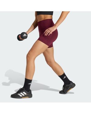 adidas Gym & Training 3 Stripes Studio All Me Booty Short Leggings Burgundy Hz0870 - Red