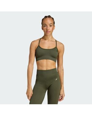 adidas Originals Workout Essentials Light-Support Knit Bra - Green