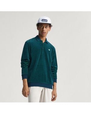 adidas Originals Velour Long Sleeve Polo - Green