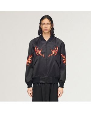 adidas Y-3 Embroidered Graphic Satin Souvenir Jacket - Black