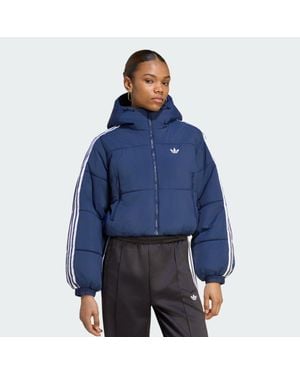 adidas Originals Adicolor Cropped Hooded Puffer Jacket - Blue