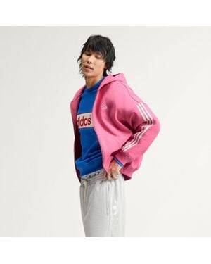 adidas Adisignature 3 Stripes Full Zip Hoodie - Pink