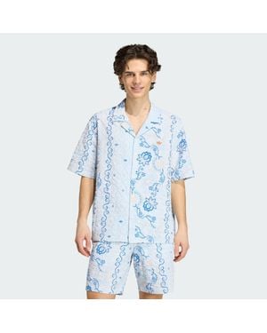 adidas Originals Printed Seersucker Resort Shirt - Blue