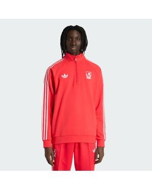 adidas Liverpool Fc Originals Half Zip Top - Red