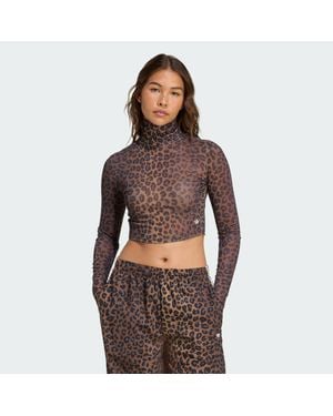 adidas Leopard Long Sleeve Tee - Brown