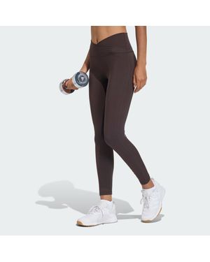 adidas 3 Stripes Studio All Me 7/8 X-Over Leggings - Brown