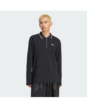 adidas Polo Técnico De Canalé Manga Larga 3 Stripes - Negro