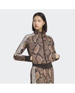 adidas Satin Snake Print Firebird Track Jacket - Brown
