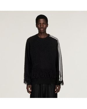adidas Y-3 3-Streifen Pullover, Gewirkt, Fransen - Schwarz