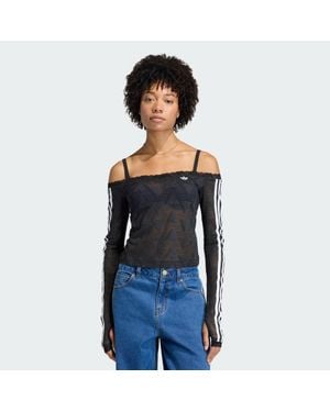 adidas Lace Bardot Long-Sleeve Top - Blue