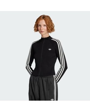 adidas Adicolor 3-Stripes Slim Knit Track Top - Black