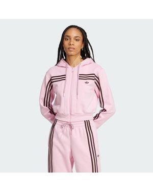 adidas 70S Short Full Zip Fleece Hoodie - Pink