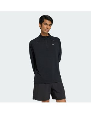 adidas Tech Trefoil Essentials Quarter Zip Shirt - Black