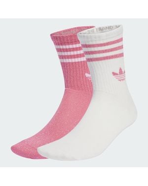 adidas 3-Stripes Glitter Crew Socks 2 Pairs - Pink