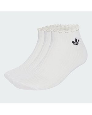 adidas Ruffle Quarter Socks 3 Pairs - White