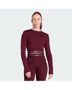 adidas Hyperglam Cropped Long Sleeve T-Shirt - Red
