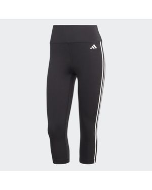 adidas Originals Train Essentials 3-Stripes High-Waisted 3/4 Leggings - Black