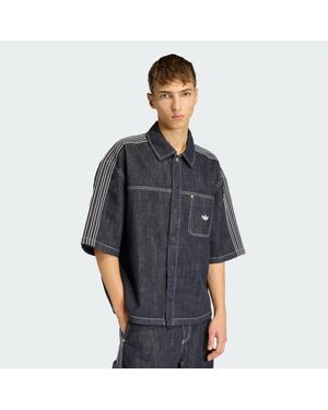 adidas Originals Denim Short Sleeve Work Shirt - Grey
