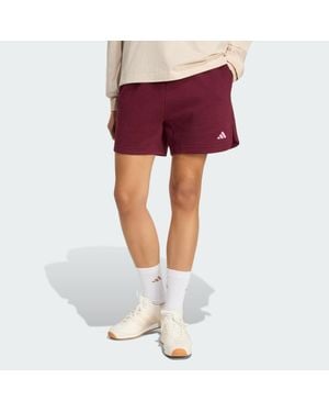 adidas 3 Stripes Studio Fleece Loose Shorts - Purple