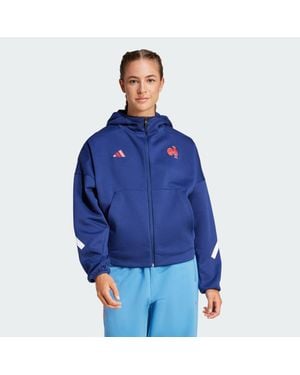 adidas France Travel Z.N.E. Full-Zip Hooded Track Top - Blue