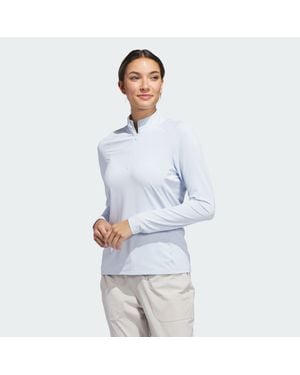 adidas Ultimate365 Solid Quarter-Zip Mock Polo Shirt - Blue