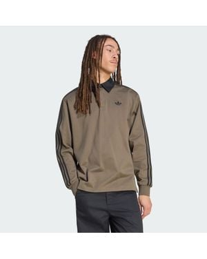 adidas 3-Stripes Rugby Longsleeve Polo - Brown