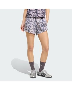 adidas Seasonal Essentials Leopard Print Woven Shorts With 3-Stripes - Blue