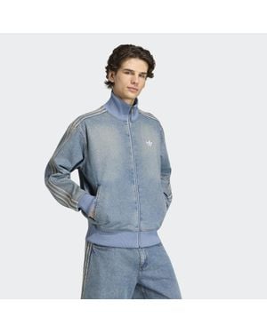 adidas Jacket Adidas Firebird Adicolor Denim Track Top Jacket - Blue