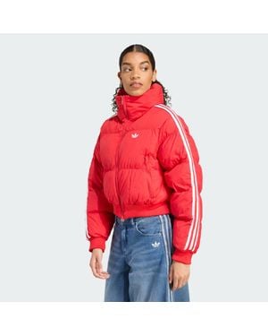 adidas Adicolor Cropped Synthetic Down Puffer - Red
