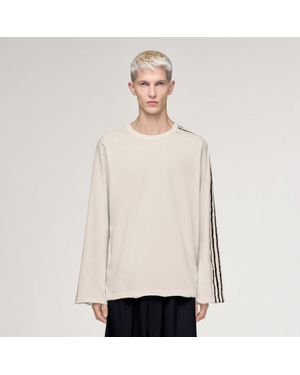 adidas Y-3 Raw Edge 3 Stripes Long Sleeve Long-Sleeve Top - Natural